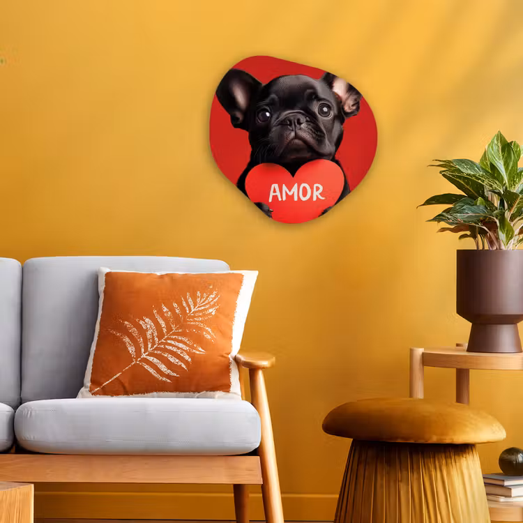 Amor - Hond  - Hartje - Rood Wandcirkel Organisch Forex 3mm klein -sfeer4