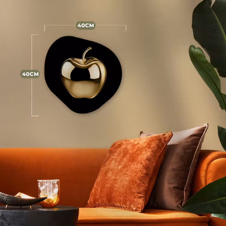 Appel - Goud - Chrome - Zwart Wandcirkel Organisch Forex 3mm klein -sfeer3