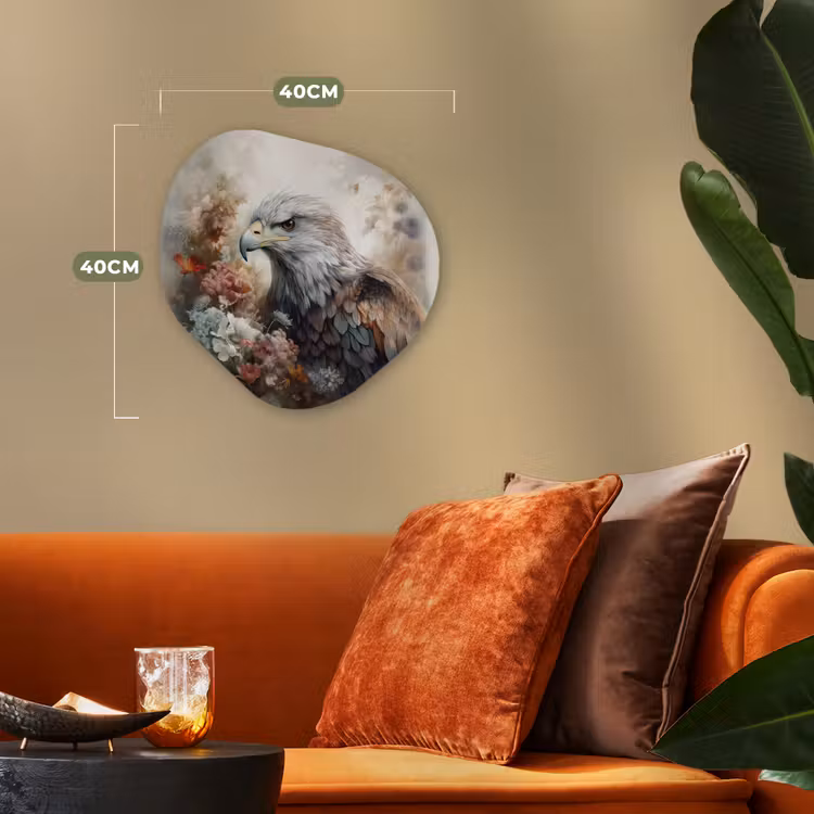 Arend - Adelaar - Vogel - Bloemen - Natuur Wandcirkel Organisch Forex 3mm klein -sfeer3