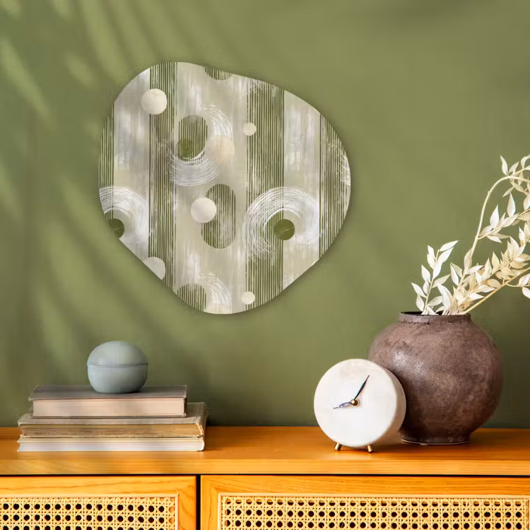 Artistiek - Modern - Groen Wandcirkel Organisch Forex 3mm klein 629 -sfeer2