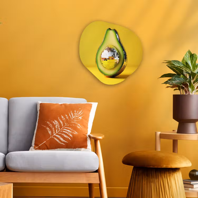 Avocado - Discobal - Geel - Glitter Wandcirkel Organisch Forex 3mm klein -sfeer4