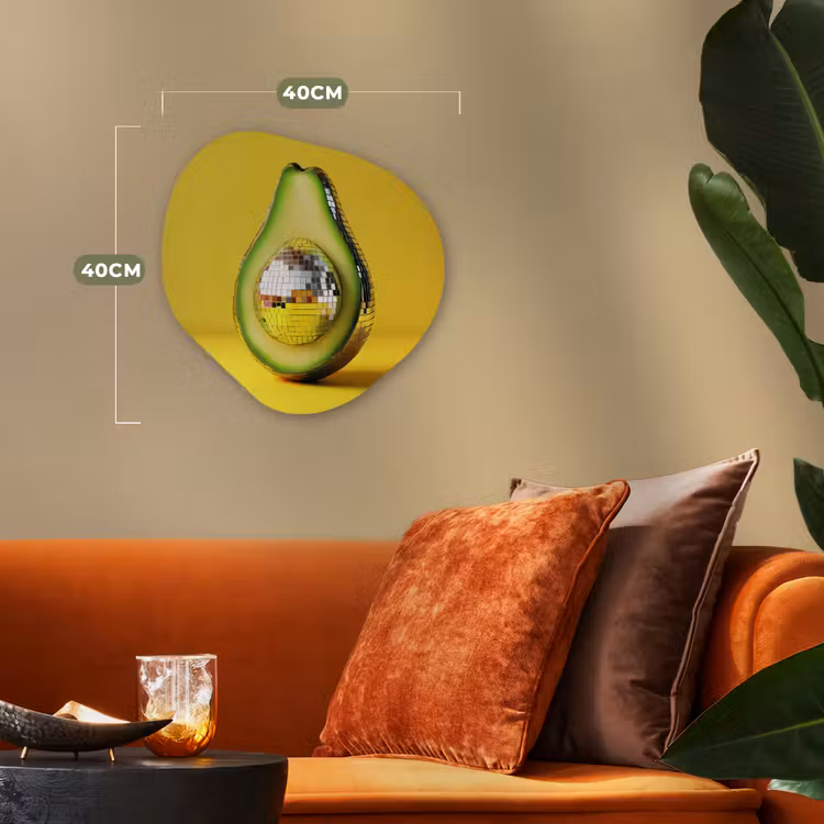 Avocado - Discobal - Geel - Glitter Wandcirkel Organisch Forex 3mm klein -sfeer3
