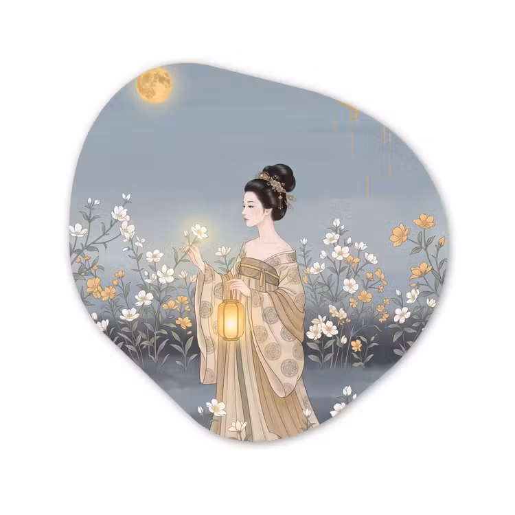 Aziatisch - Vrouw - Kimono Wandcirkel Organisch Forex 3mm klein -3d