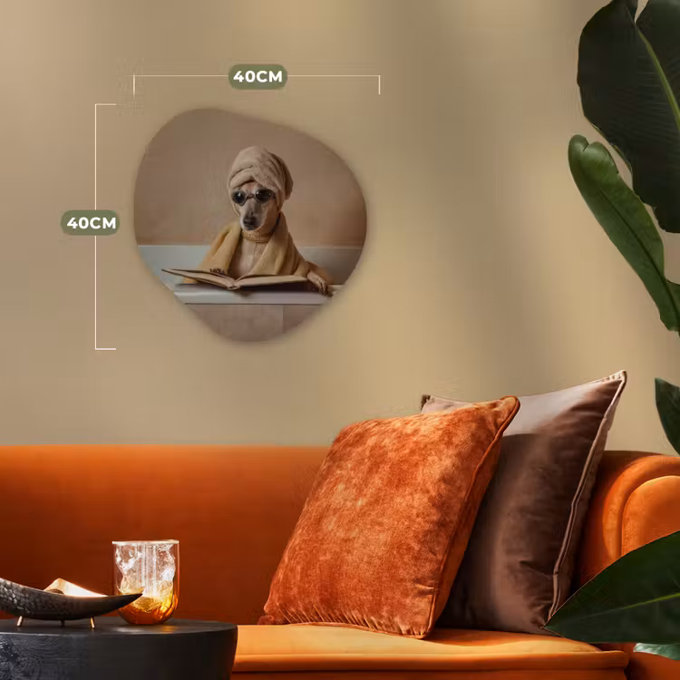 Bad - Hond - Boek - Zonnebril Wandcirkel Organisch Forex 3mm klein -sfeer3