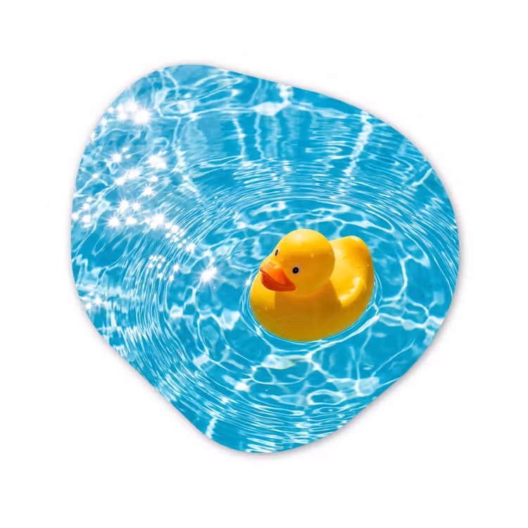 Badeend - Dobberen - Blauw Wandcirkel Organisch Forex 3mm klein -3d