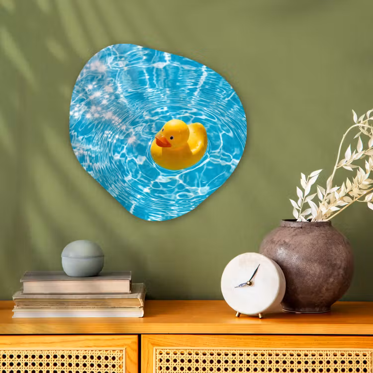 Badeend - Dobberen - Blauw Wandcirkel Organisch Forex 3mm klein -sfeer2