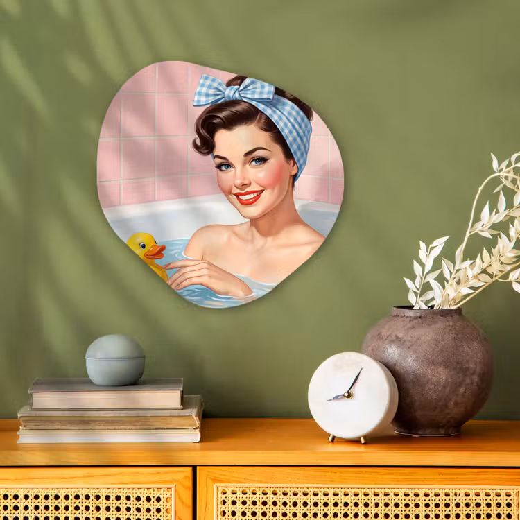 Badkamer - Eend - Blauw Wandcirkel Organisch Forex 3mm klein -sfeer2
