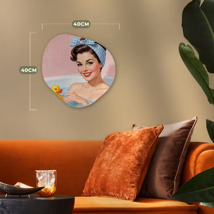 Badkamer - Eend - Blauw Wandcirkel Organisch Forex 3mm klein -sfeer3