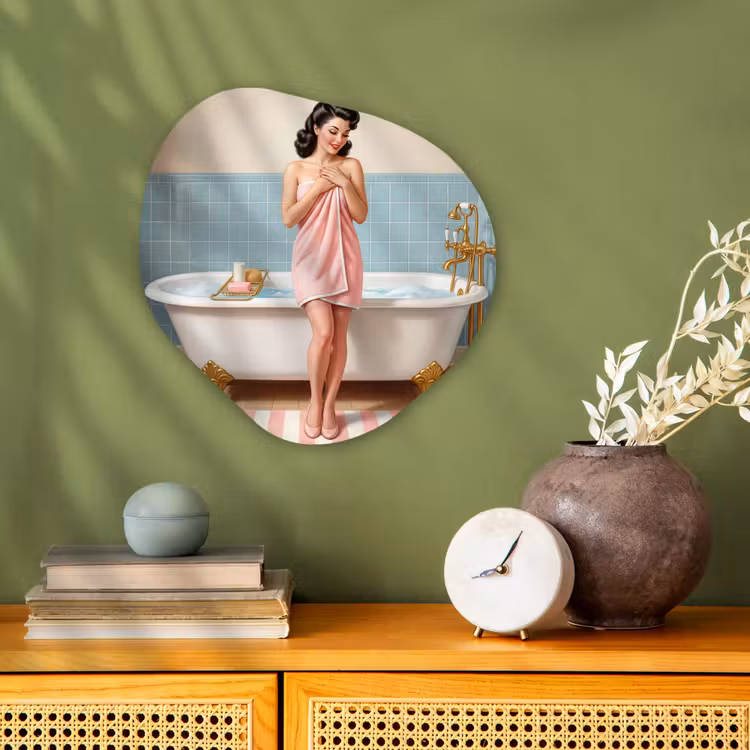 Badkamer - Vrouw - Roze Wandcirkel Organisch Forex 3mm klein -sfeer2