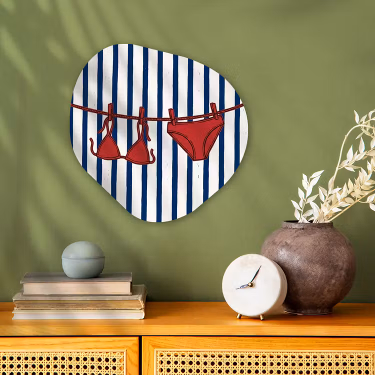 Badkleding - Waslijn - Zomer - Illustratie - Rood Wandcirkel Organisch Forex 3mm klein -sfeer2