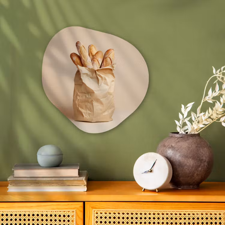 Baguette - Brood - Stokbrood - Beige Wandcirkel Organisch Forex 3mm klein -sfeer2