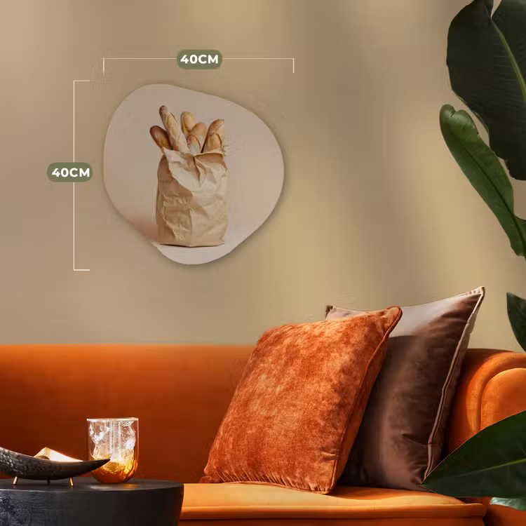 Baguette - Brood - Stokbrood - Beige Wandcirkel Organisch Forex 3mm klein -sfeer3