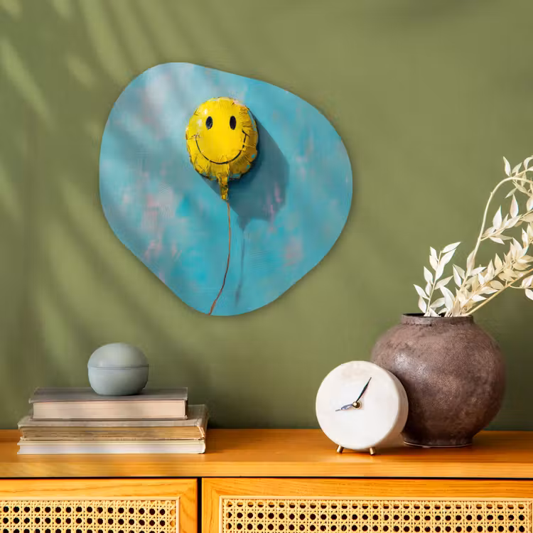 Ballon - Geel - Smiley Wandcirkel Organisch Forex 3mm klein -sfeer2