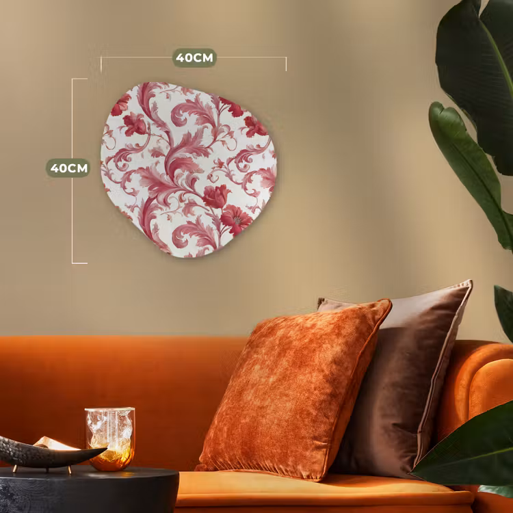Barok - Patroon - Rood Wandcirkel Organisch Forex 3mm klein 629 -sfeer3