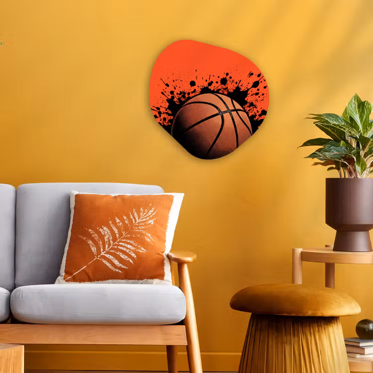 Basketbal - Verf - Sport - Oranje Wandcirkel Organisch Forex 3mm klein -sfeer4