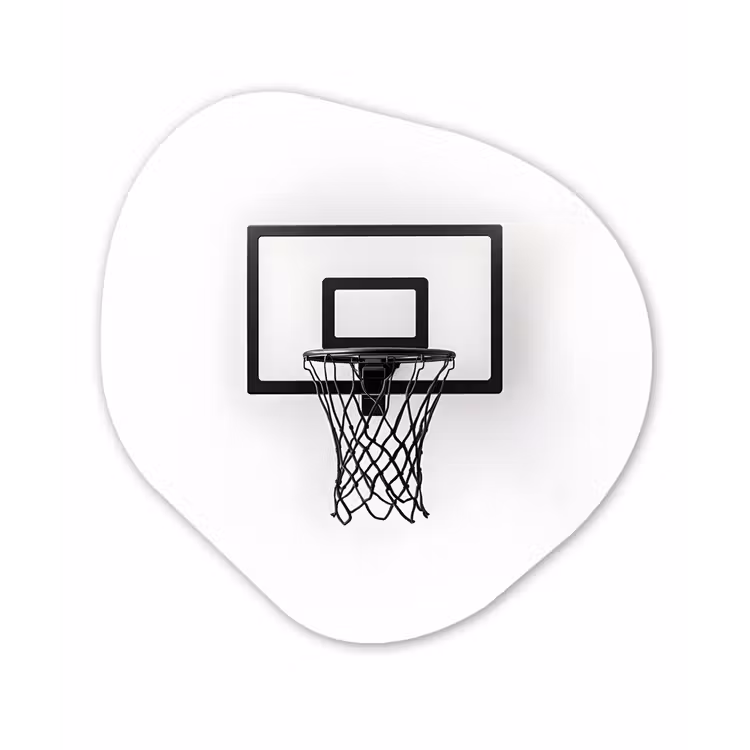Basketbalbord - Minimalistisch - Zwart Wandcirkel Organisch Forex 3mm klein -3d