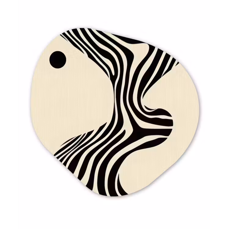 Beige - Lijnen - Golvend - Abstract Wandcirkel Organisch Forex 3mm klein -3d