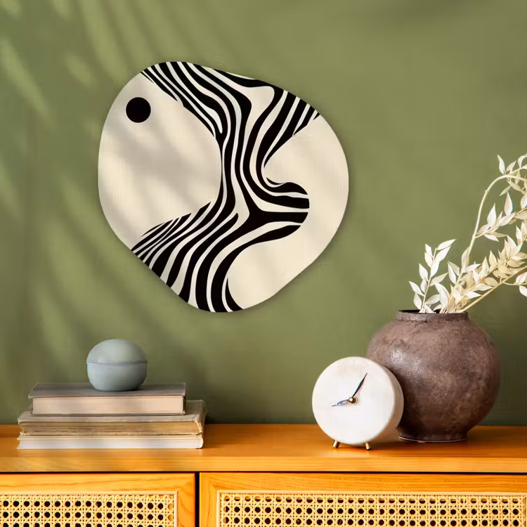 Beige - Lijnen - Golvend - Abstract Wandcirkel Organisch Forex 3mm klein -sfeer2