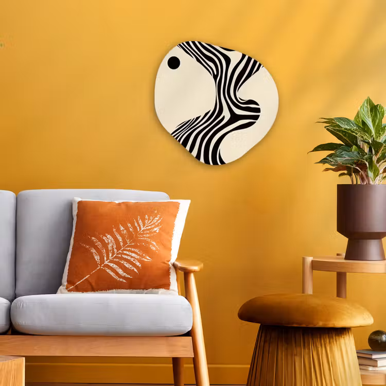 Beige - Lijnen - Golvend - Abstract Wandcirkel Organisch Forex 3mm klein -sfeer4