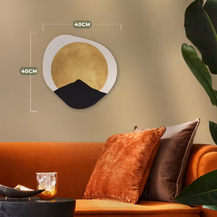 Bergsilhouetten - Gouden cirkel - Beige Wandcirkel Organisch Forex 3mm klein -sfeer3
