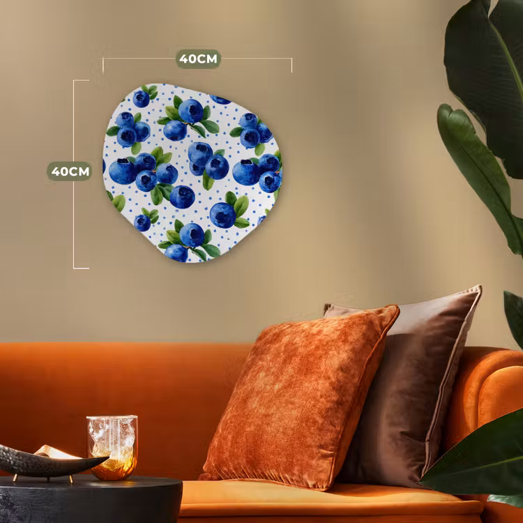 Bessen - Patroon - Blauw Wandcirkel Organisch Forex 3mm klein 629 -sfeer3
