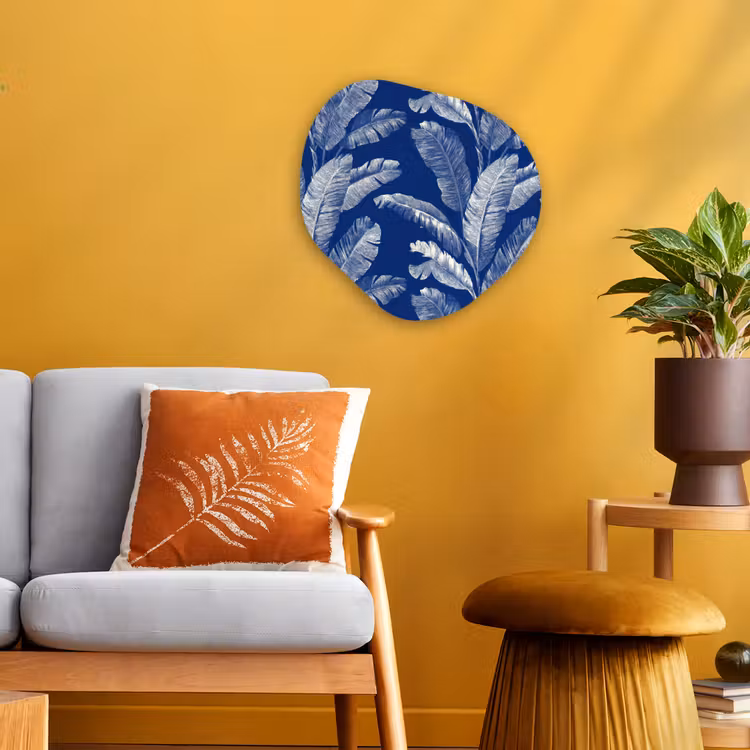 Blad - Palm - Blauw Wandcirkel Organisch Forex 3mm klein 629 -sfeer4