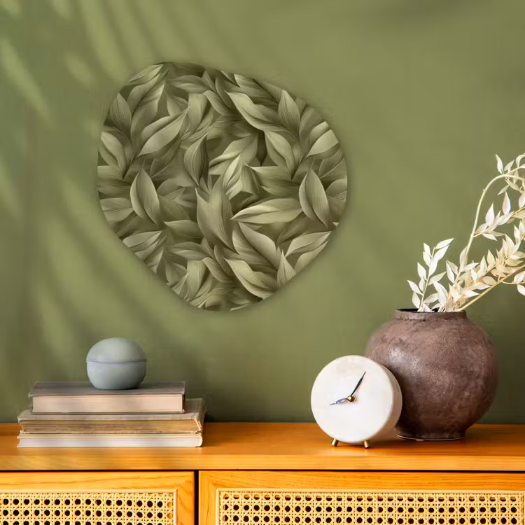Bladeren - Modern - Groen Wandcirkel Organisch Forex 3mm klein 629 -sfeer2