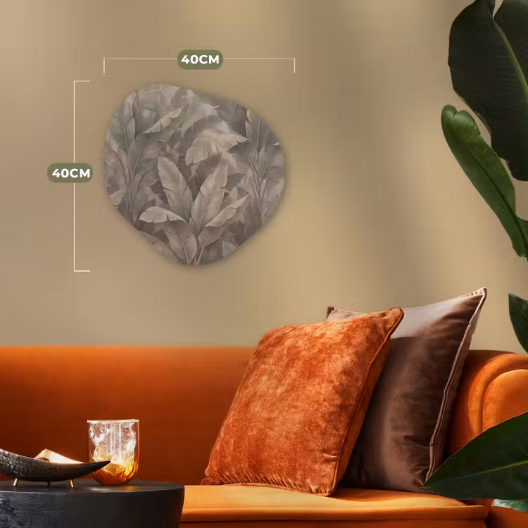 Bladeren - Tropisch - Natuur - Modern - Beige Wandcirkel Organisch Forex 3mm klein -sfeer3