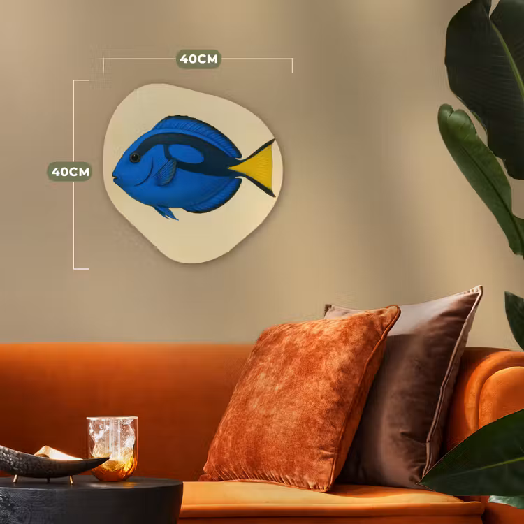 Blauw - Dory - Vis - Staartvin Wandcirkel Organisch Forex 3mm klein -sfeer3