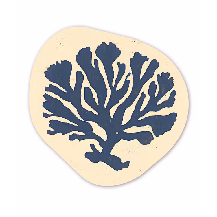 Blauw koraal - Vertakkingen - Beige Wandcirkel Organisch Forex 3mm klein -3d