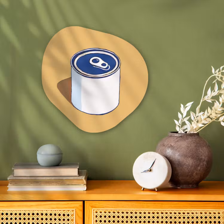 Blikje - Minimalistisch - Blauw - Illustratie Wandcirkel Organisch Forex 3mm klein -sfeer2