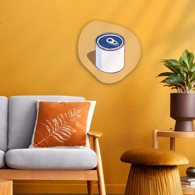 Blikje - Minimalistisch - Blauw - Illustratie Wandcirkel Organisch Forex 3mm klein -sfeer4