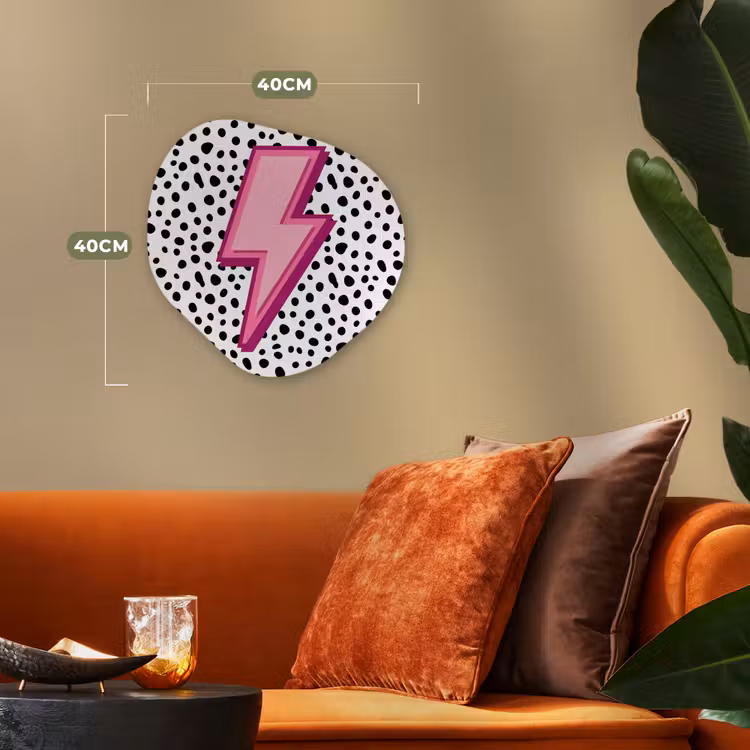 Bliksem - Roze - Stippen Wandcirkel Organisch Forex 3mm klein -sfeer3