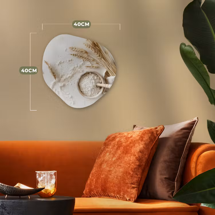 Bloem - Hout - Tarwe Wandcirkel Organisch Forex 3mm klein -sfeer3