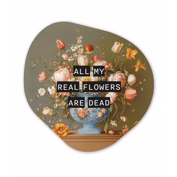 Bloem - Quote - Vintage - Art Wandcirkel Organisch Forex 3mm klein -3d