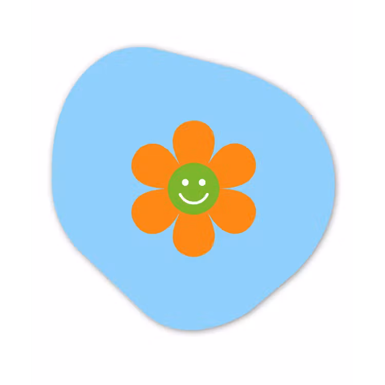 Bloem - Smiley - Kleurrijk Wandcirkel Organisch Forex 3mm klein -3d