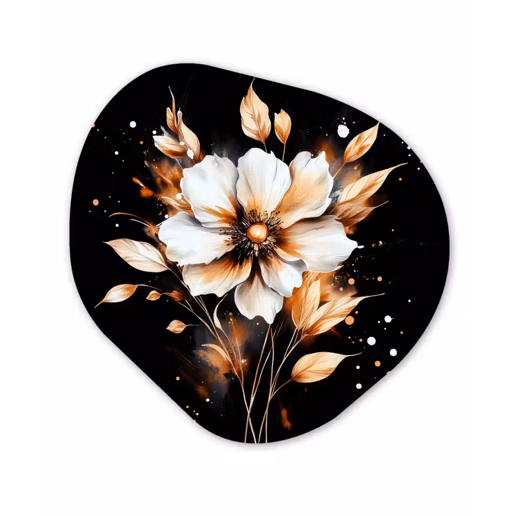 Bloem - Verf - Goud - Graffiti - Modern Wandcirkel Organisch Forex 3mm klein -3d