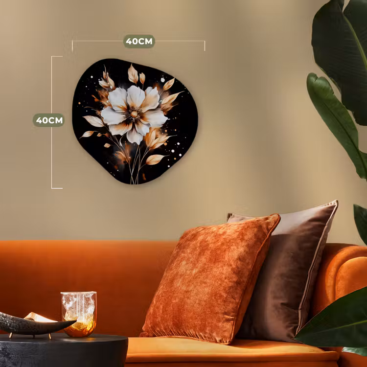Bloem - Verf - Goud - Graffiti - Modern Wandcirkel Organisch Forex 3mm klein -sfeer3