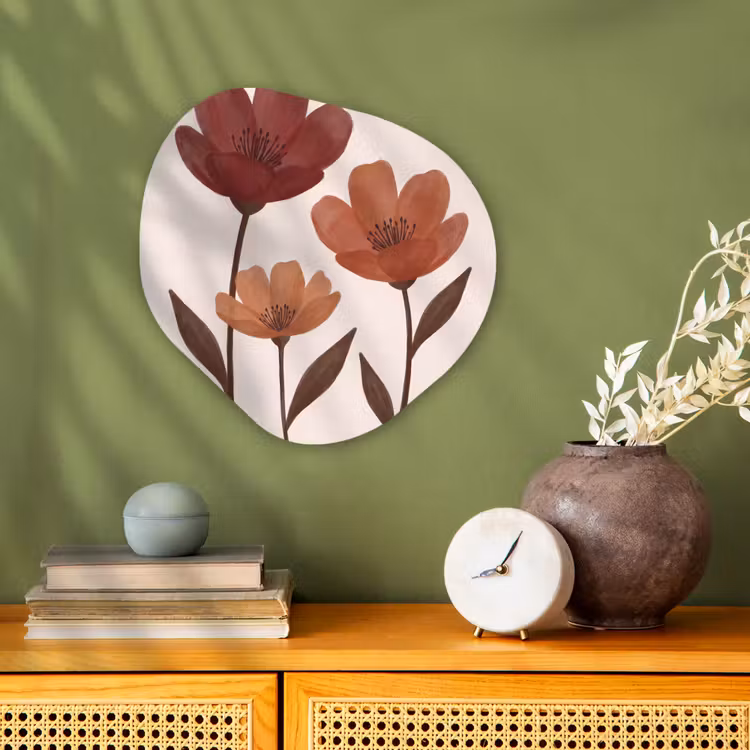 Bloemen - Abstract - Modern - Bruin - Decoratief Wandcirkel Organisch Forex 3mm klein -sfeer2