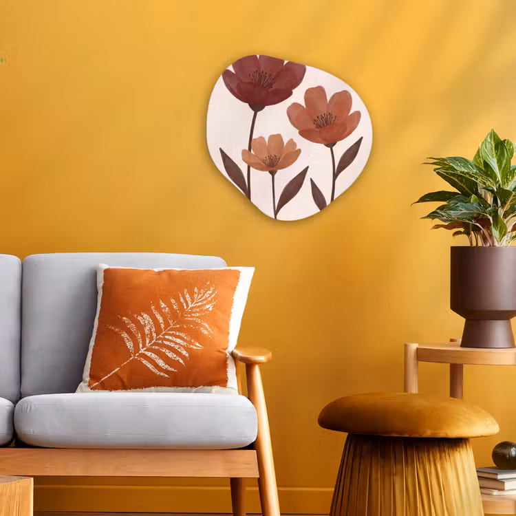 Bloemen - Abstract - Modern - Bruin - Decoratief Wandcirkel Organisch Forex 3mm klein -sfeer4