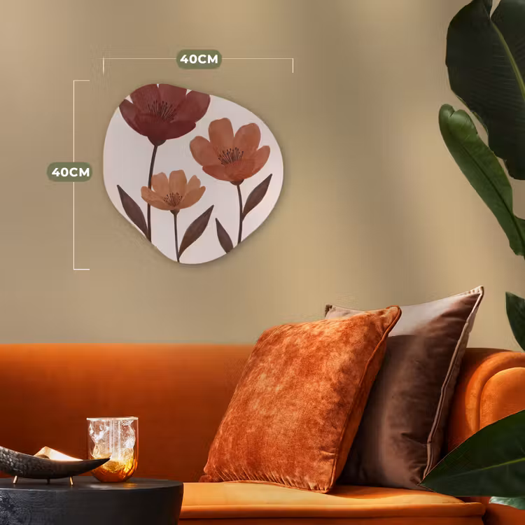 Bloemen - Abstract - Modern - Bruin - Decoratief Wandcirkel Organisch Forex 3mm klein -sfeer3