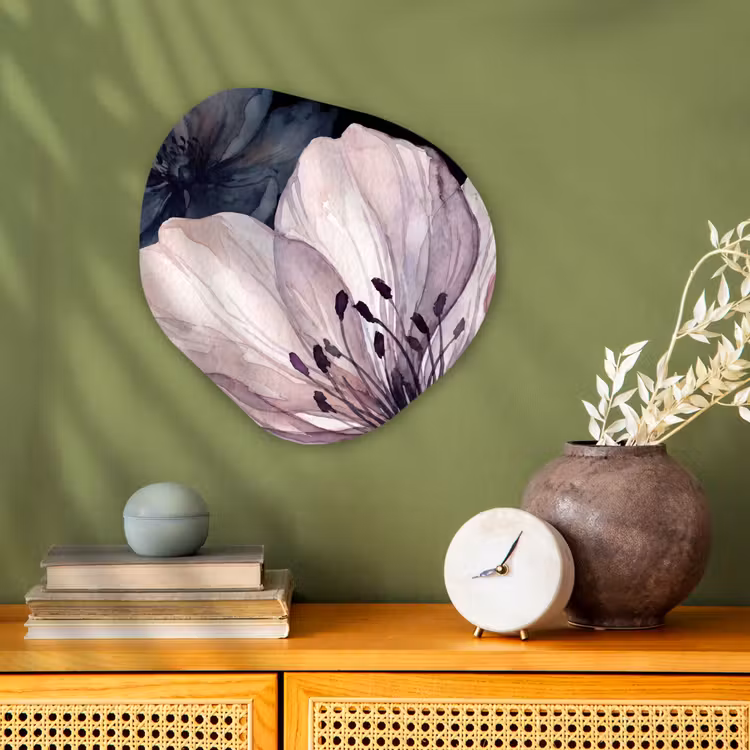 Bloemen - Aquarel - Modern - Roze - Donker Wandcirkel Organisch Forex 3mm klein -sfeer2
