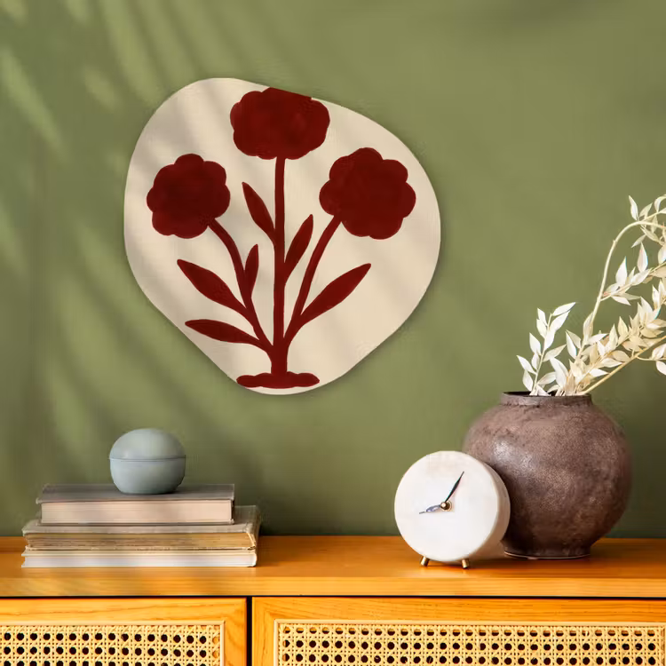 Bloemen - Bladeren - Rood - Minimalistisch Wandcirkel Organisch Forex 3mm klein -sfeer2