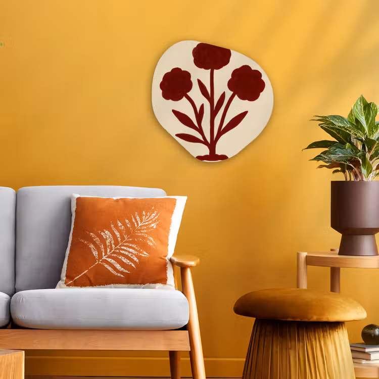 Bloemen - Bladeren - Rood - Minimalistisch Wandcirkel Organisch Forex 3mm klein -sfeer4