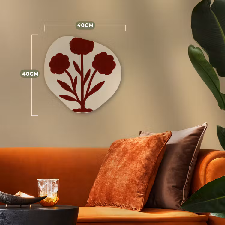 Bloemen - Bladeren - Rood - Minimalistisch Wandcirkel Organisch Forex 3mm klein -sfeer3