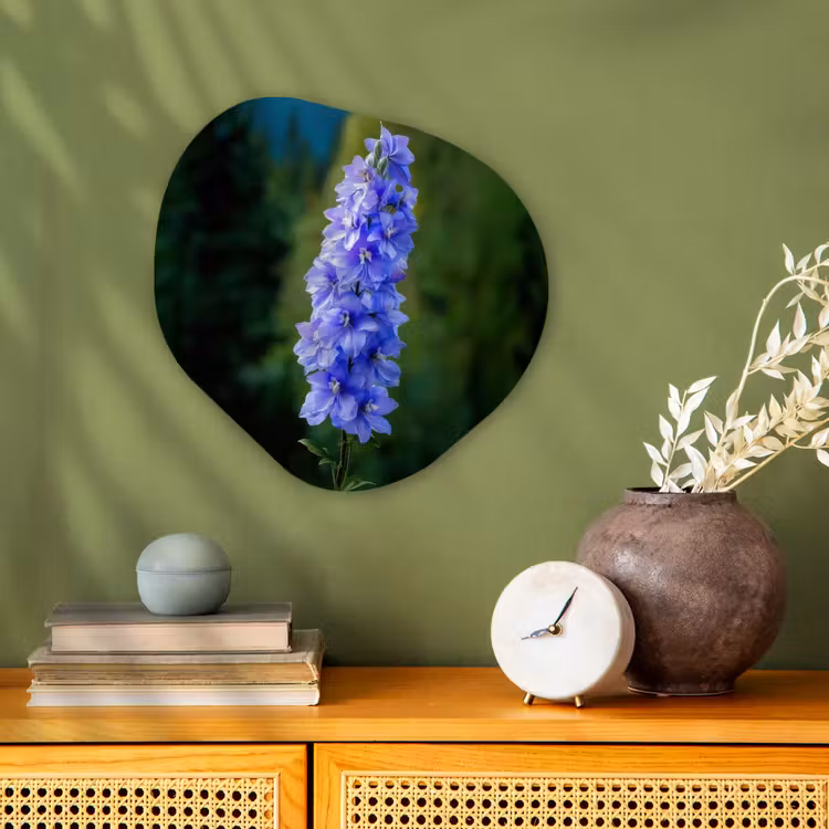 Bloemen - Blauw - Dennenboom Wandcirkel Organisch Forex 3mm klein -sfeer2