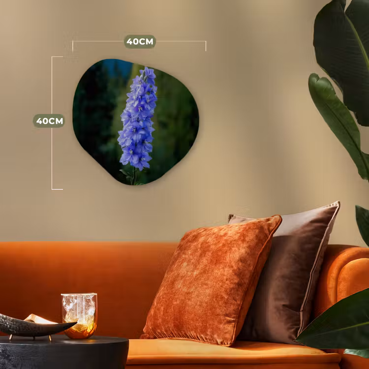 Bloemen - Blauw - Dennenboom Wandcirkel Organisch Forex 3mm klein -sfeer3