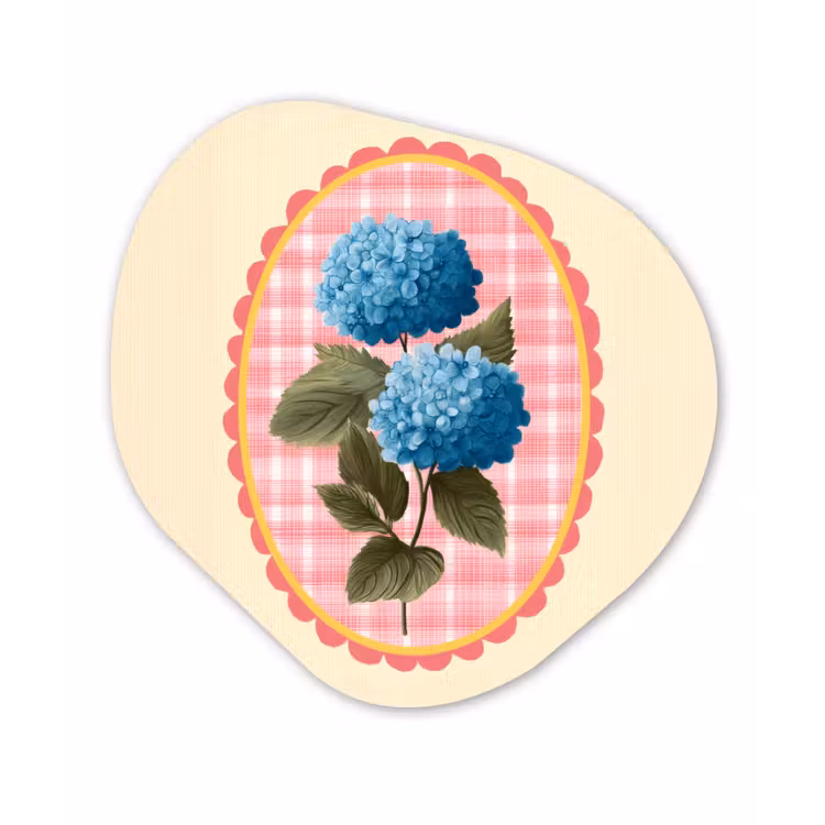 Bloemen - Blauw - Lijst - Bladeren Wandcirkel Organisch Forex 3mm klein -3d
