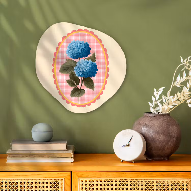 Bloemen - Blauw - Lijst - Bladeren Wandcirkel Organisch Forex 3mm klein -sfeer2