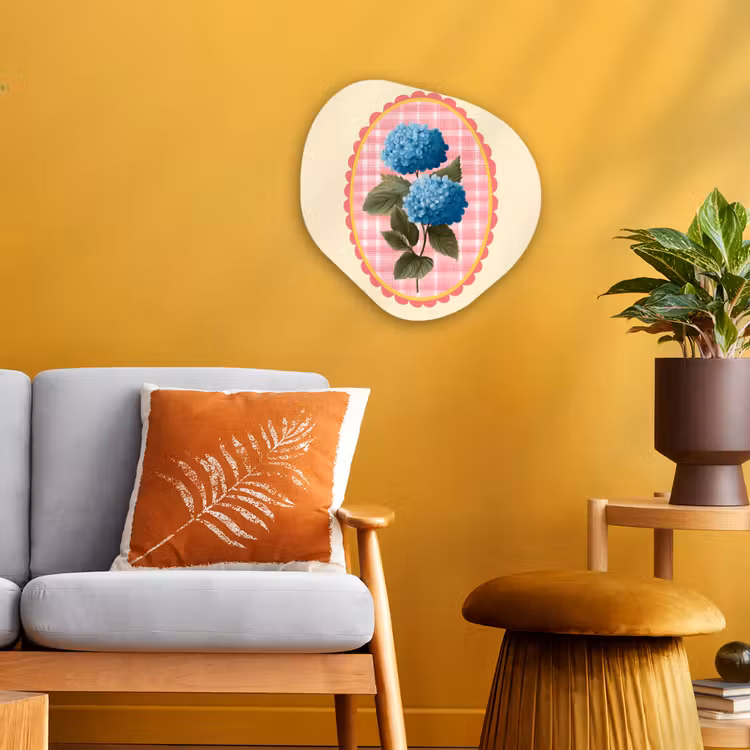 Bloemen - Blauw - Lijst - Bladeren Wandcirkel Organisch Forex 3mm klein -sfeer4